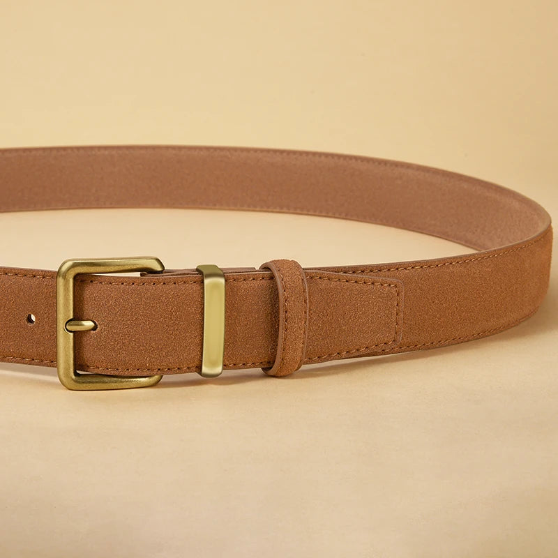 Luxury Suede Cowhide Leather Belt for Women