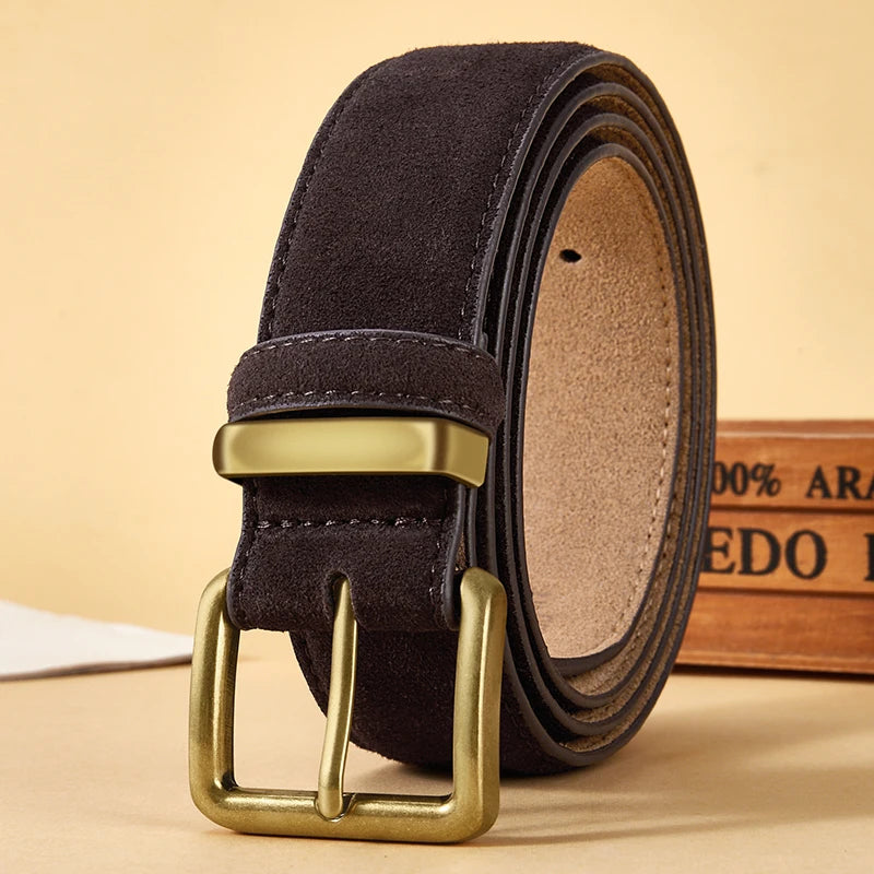 Luxury Suede Cowhide Leather Belt for Women