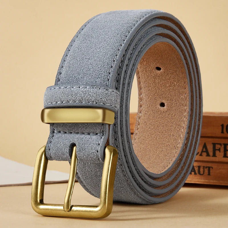 Luxury Suede Cowhide Leather Belt for Women