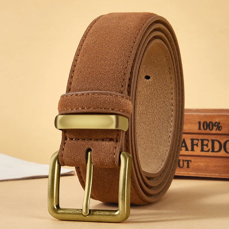 Luxury Suede Cowhide Leather Belt for Women