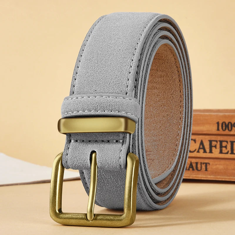 Luxury Suede Cowhide Leather Belt for Women